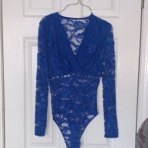 NWOT SHEIN Royal Blue Lace Bodysuit